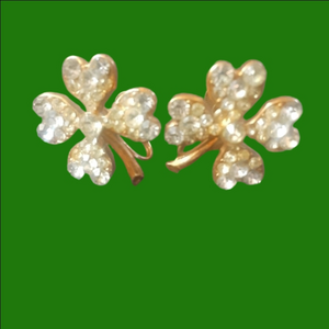 Vintage Shamrock Rhinestone Earrings.
